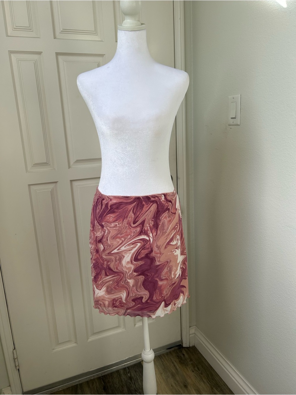 Urban Outfitters Pink Marble Mesh Mini Skirt Y2K Fairy Grunge Coquette Size L